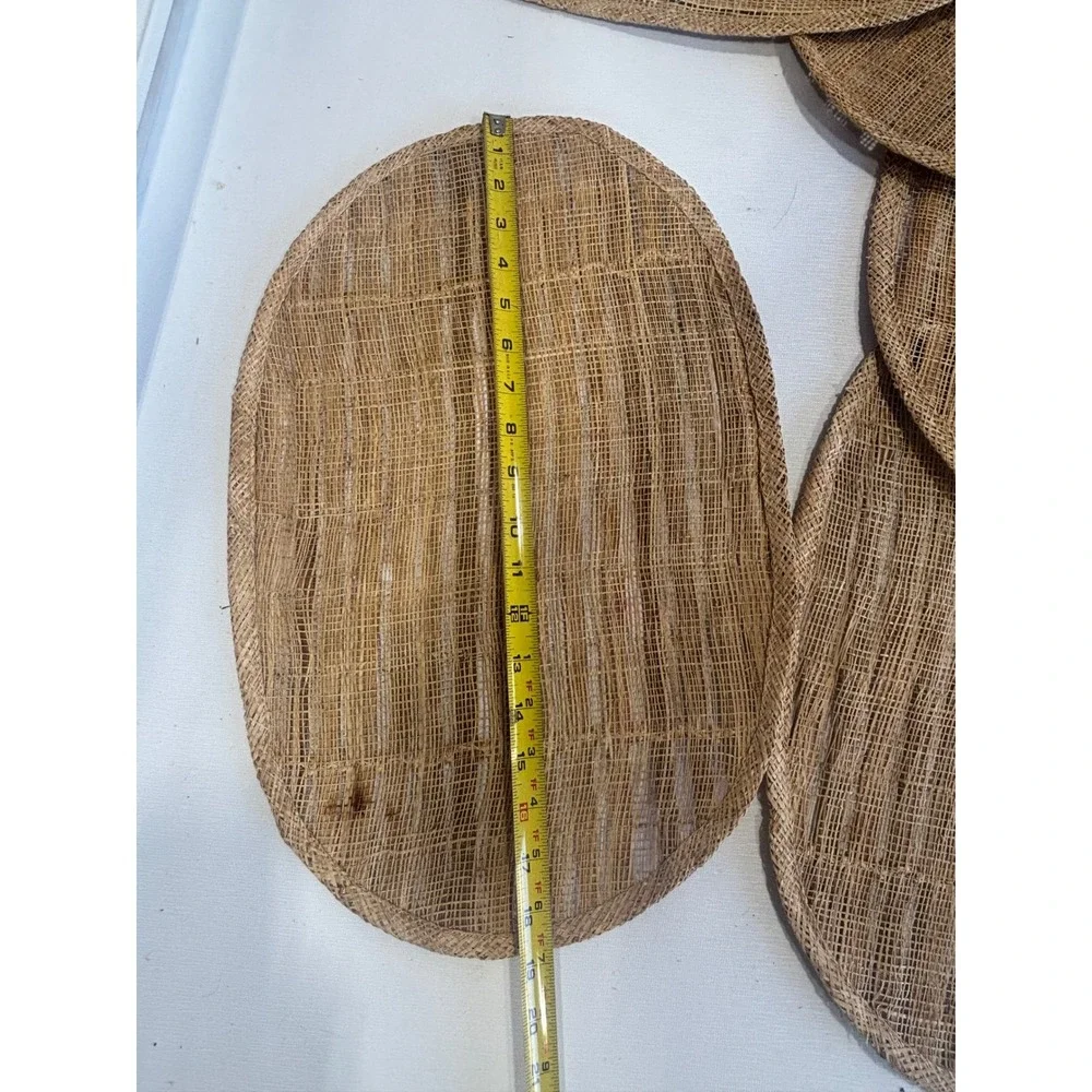 Vintage Woven‎ Striped Oval Placemats Set of 5 Made in Philippines Boho Natural